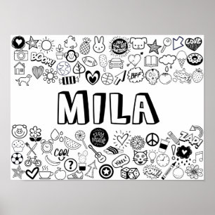 'MILA' Colour-it-Yourself Outline Design Poster