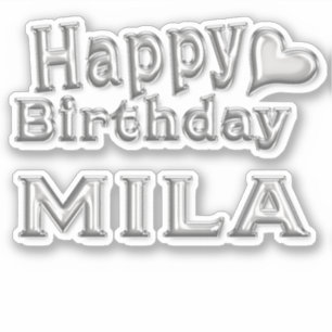 Mila Happy Birthday silver Sticker