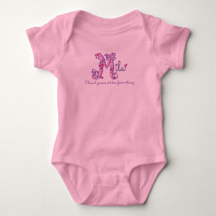 Mila name and meaning letter M baby girls clothing Bodysuit