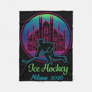 Milan 2026 Ice Hockey Winter 2026 And Duomo Di Mil Fleece Blanket