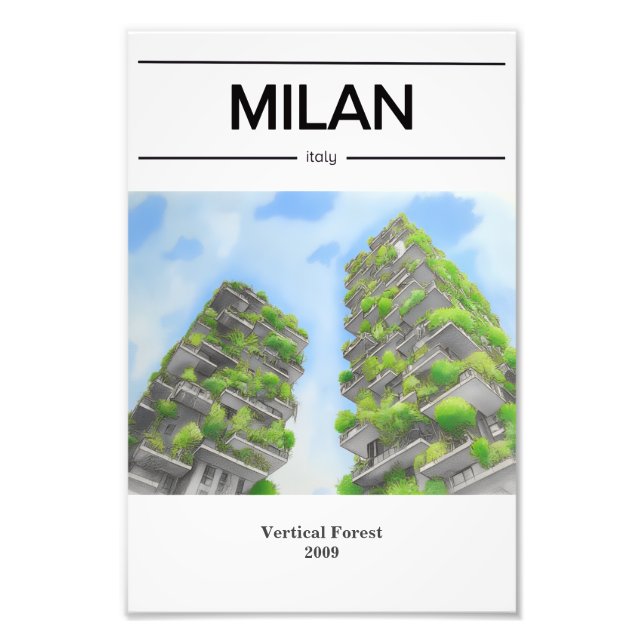Milan Architecture Skyscraper Vertical Forest Photo Print (Front)