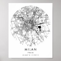 Milan Italia Minimal Modern Circle Street Map