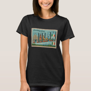 Milan Italy 50s Vintage Retro Travel Poster Art Gr T-Shirt