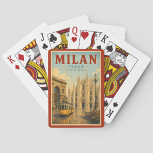 Milan Italy Cathedral Illustration Travel Art Playing Cards