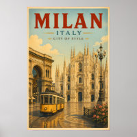 Milan Italy Cathedral Illustration Travel Art
