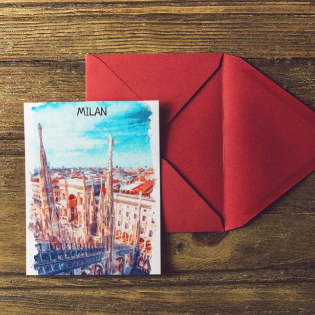 Milan Italy Cathedral Painting Postcard (beautiful milan italy postcard)