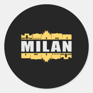 Milan Italy City Skyline Cityscape Funny Gift Classic Round Sticker