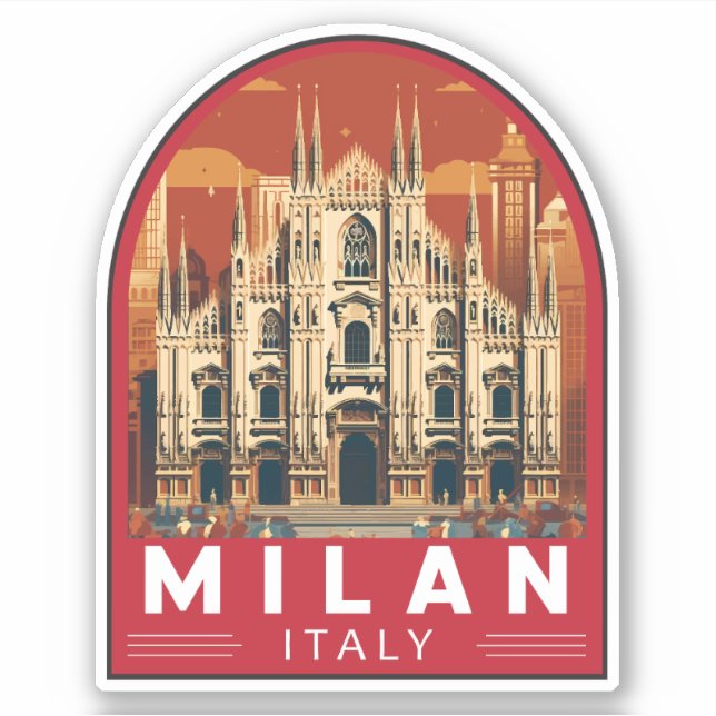 Milan Italy Duomo di Milano Travel Art Vintage (Front)
