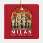 Milan Italy Duomo di Milano Travel Art Vintage Ceramic Ornament<br><div class="desc">Milan vector artwork design. Milan,  a metropolis in Italy's northern Lombardy region,  is a global capital of fashion and design.</div>