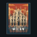 Milan Italy Duomo di Milano Travel Art Vintage Postcard<br><div class="desc">Milan vector artwork design. Milan,  a metropolis in Italy's northern Lombardy region,  is a global capital of fashion and design.</div>