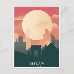 Milan Italy Duomo di Milano Travel Art Vintage  Postcard