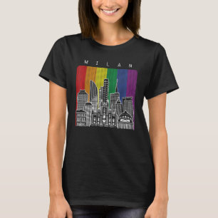 Milan Italy Gay Pride Rainbow Flag T-Shirt