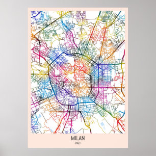 Milan Italy Map Poster