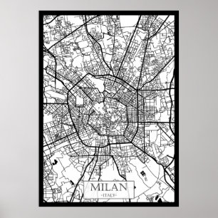Milan Italy Map Poster