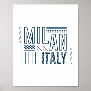 Milan Italy Modern Typography Travel Graphic Desig Poster