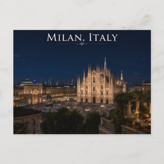 Milan Italy Night City View Travel Postcard