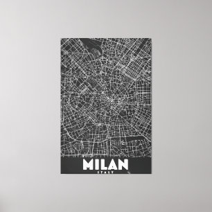 Milan Italy Retro Map Canvas Print