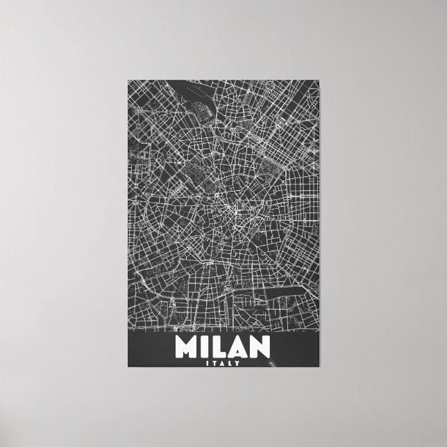 Milan Italy Retro Map Canvas Print (Front)