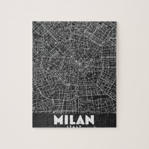 Milan Italy Retro Map Jigsaw Puzzle
