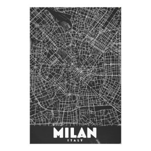 Milan Italy Retro Map Photo Print