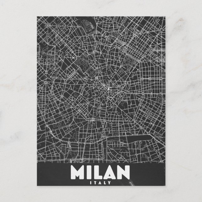 Milan Italy Retro Map Postcard (Front)