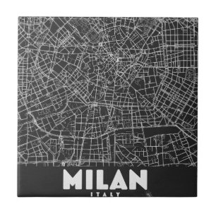 Milan Italy Retro Map Tile