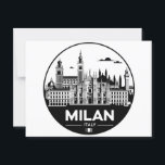 Milan Italy Skyline Postcard<br><div class="desc">Celebrate the charm and grandeur of Milan with this detailed city skyline design featuring iconic landmarks like the Duomo di Milano and historic Italian architecture. The sleek black-and-white style paired with the Italian flag adds a refined, modern touch. Perfect for Italy lovers, world travelers, or anyone with a heart for...</div>