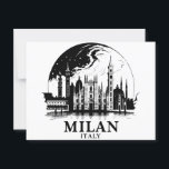 Milan Italy Skyline Postcard<br><div class="desc">Celebrate the charm and grandeur of Milan with this detailed city skyline design featuring iconic landmarks like the Duomo di Milano and historic Italian architecture. The sleek black-and-white style paired with the Italian flag adds a refined, modern touch. Perfect for Italy lovers, world travelers, or anyone with a heart for...</div>