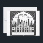 Milan Italy Skyline Postcard<br><div class="desc">Celebrate the charm and grandeur of Milan with this detailed city skyline design featuring iconic landmarks like the Duomo di Milano and historic Italian architecture. The sleek black-and-white style paired with the Italian flag adds a refined, modern touch. Perfect for Italy lovers, world travelers, or anyone with a heart for...</div>