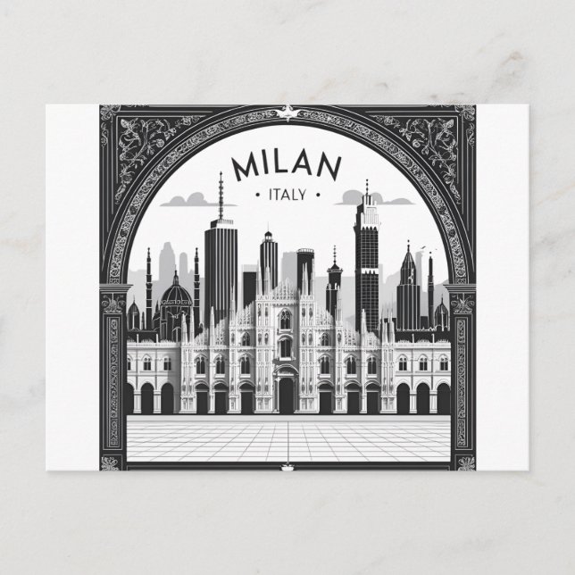 Milan Italy Skyline Postcard (Front)