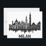 Milan Italy Skyline Postcard<br><div class="desc">Celebrate the charm and grandeur of Milan with this detailed city skyline design featuring iconic landmarks like the Duomo di Milano and historic Italian architecture. The sleek black-and-white style paired with the Italian flag adds a refined, modern touch. Perfect for Italy lovers, world travelers, or anyone with a heart for...</div>