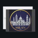 Milan Italy Skyline Postcard<br><div class="desc">Celebrate the charm and grandeur of Milan with this detailed city skyline design featuring iconic landmarks like the Duomo di Milano and historic Italian architecture. The sleek black-and-white style paired with the Italian flag adds a refined, modern touch. Perfect for Italy lovers, world travelers, or anyone with a heart for...</div>