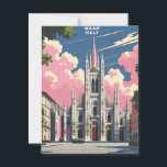 Milan Italy Travel Art – Duomo Cathedral City  Postcard<br><div class="desc">Send a touch of Italy with this elegant Milan travel postcard featuring the iconic Duomo di Milano. This stunning artwork captures the grandeur of Milan’s Gothic cathedral set against a dreamy sky of soft pink clouds and vibrant architectural details. Perfect for travel lovers, architecture enthusiasts, or anyone who appreciates European...</div>