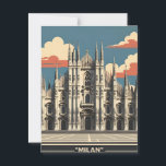 Milan Italy Travel Art – Duomo Cathedral City  Postcard<br><div class="desc">Send a touch of Italy with this elegant Milan travel postcard featuring the iconic Duomo di Milano. This stunning artwork captures the grandeur of Milan’s Gothic cathedral set against a dreamy sky of soft pink clouds and vibrant architectural details. Perfect for travel lovers, architecture enthusiasts, or anyone who appreciates European...</div>