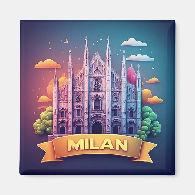 🧲 Milan Italy Vacation Memory Keepsake Magnet (Front)