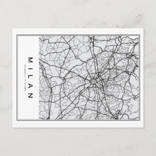 Milan Map Illustration Postcard