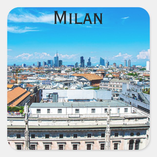 Milan skyline in Italy Square Sticker (Front)