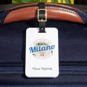 Milan Skyline Italy Vintage Fashion Lombardy Luggage Tag
