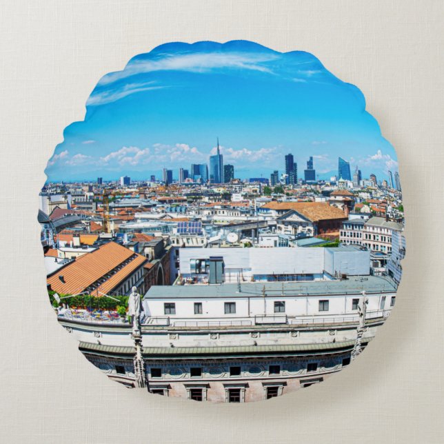 Milan skyline round cushion (Front)