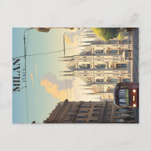 milan vintage travel poster postcard