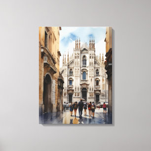 Milan watercolor art canvas print