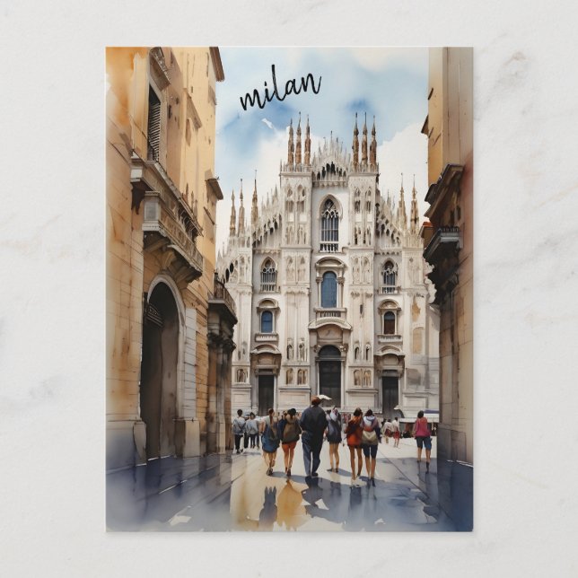 Milan watercolor art postcard (Front)
