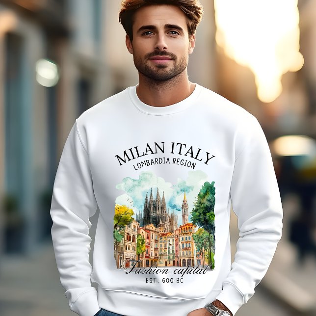 Milan Watercolor Design – Italian Fashion City Sweatshirt (Creator Uploaded)
