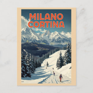Milano Cortina 2026 Vintage Ski resort gifts Postcard