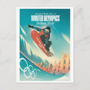Milano Cortina 2026 Vintage Ski resort gifts Postcard