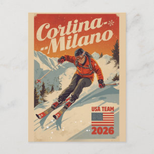 Milano Cortina 2026 Vintage Ski resort gifts Postcard