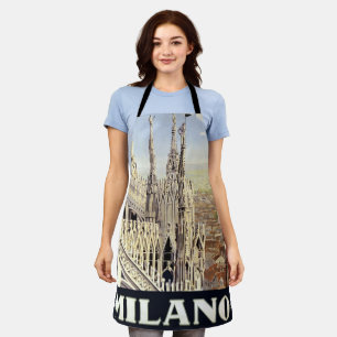 Milano Italy Gothic Cathedral Duomo Vintage Travel Apron