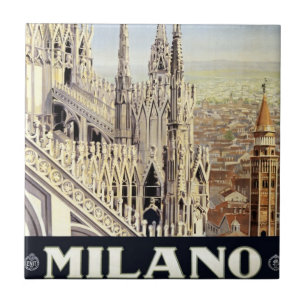 Milano Italy Gothic Cathedral Duomo Vintage Travel Tile