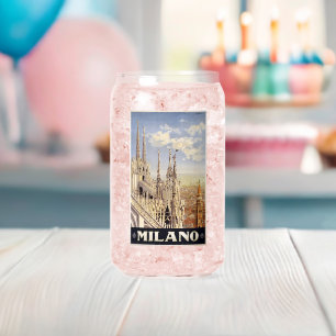 Milano Italy Vintage Travel Can Glass