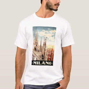 MILANO Milan Cathedral Vintage Italian Travel Art T-Shirt